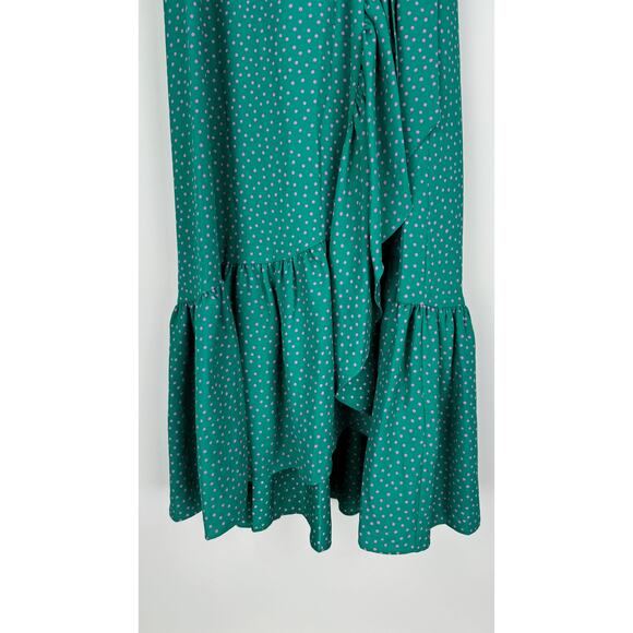 Kate Spade Poolside Dot Wrap Dress Womens 10 Emerald Coast Green Pink New - Picture 11 of 14